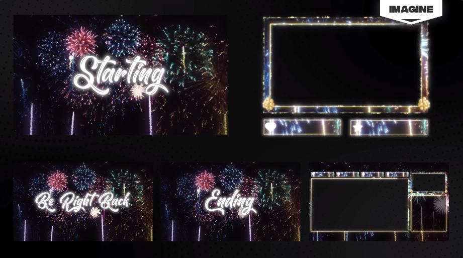 Stream overlay with fireworks for New Years